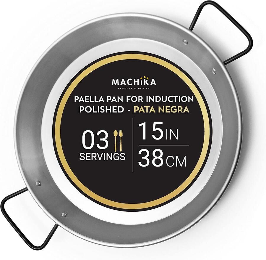 Gepolijste Gietijzeren Paella Pan voor Inductie 38 cm (3 Personen)