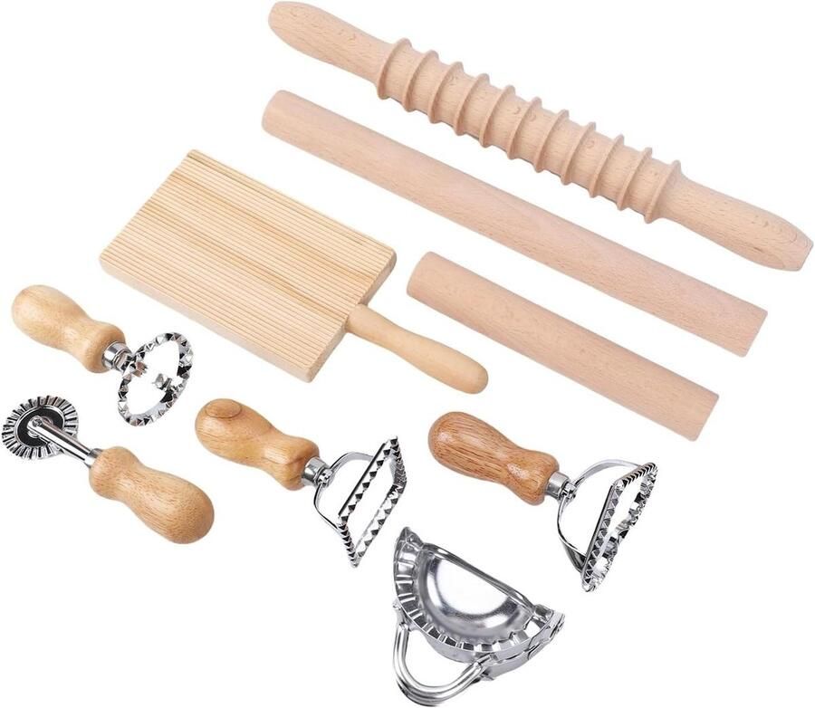 Gereedschap Pasta Maken Gnocchi Set Zelf Pasta Maken Roestvrij Staal Beukenhout 9 Delig Natuurlijk