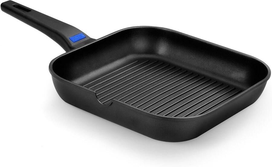 Geribbelde Bakplaat Pan Grill Pan Koekenpan Gelijkmatig Grillen Dubbele Anti-aanbaklaag 28 cm Zwart