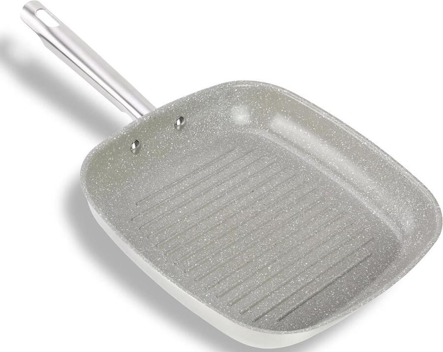 Geribbelde Grillpan Steakpan Koekenpan Vetarm Grillen Keramische Antiaanbaklaag 28 x 28 cm Natura