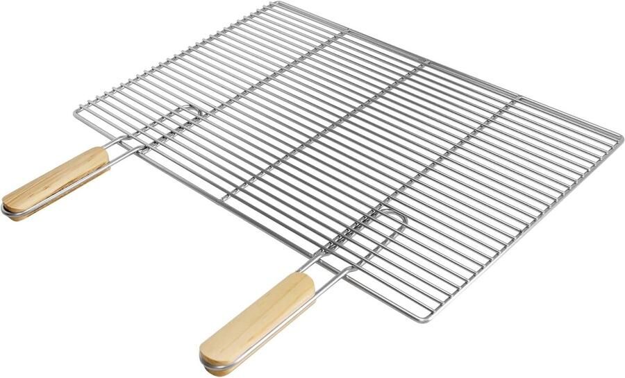 Germany Grillrooster Rechthoekig 60x40 cm met Afneembare Handgrepen Stevig Grillrek voor Groot Grilloppervlak Robuust BBQ Rooster voor Gasbarbecue Houtskoolbarbecue Vuurplaats en Outdoor Grillen