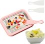 IJsmachine Plaat Rolijs Maker Desserts Maken Handmatig Schraapmechanisme 22.6 cm Roze - Thumbnail 1