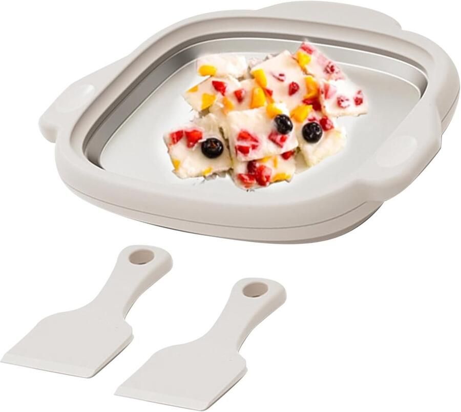 Gerolde Ijsmachine Dessert Maker Zelf Desserts Maken Snelle Vriesplaat 195 x 252 mm Wit