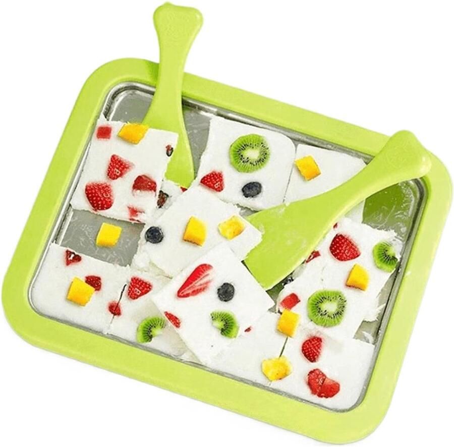 Gerolde ijsmachine IJsbak machine Desserts Maken Voedselveilig Roestvrij Staal 26 x 21 cm Groen