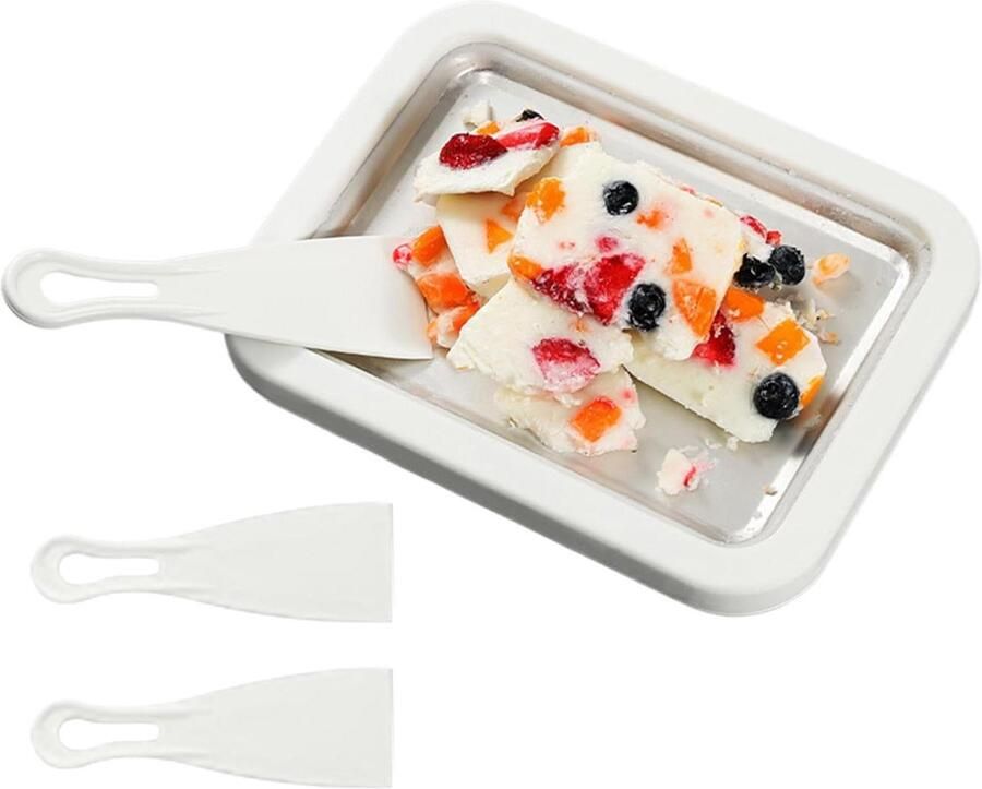 Gerolde ijsmachine IJsmaker Rolletjes Desserts Maken Roestvrijstalen Bakplaat 26 cm Wit