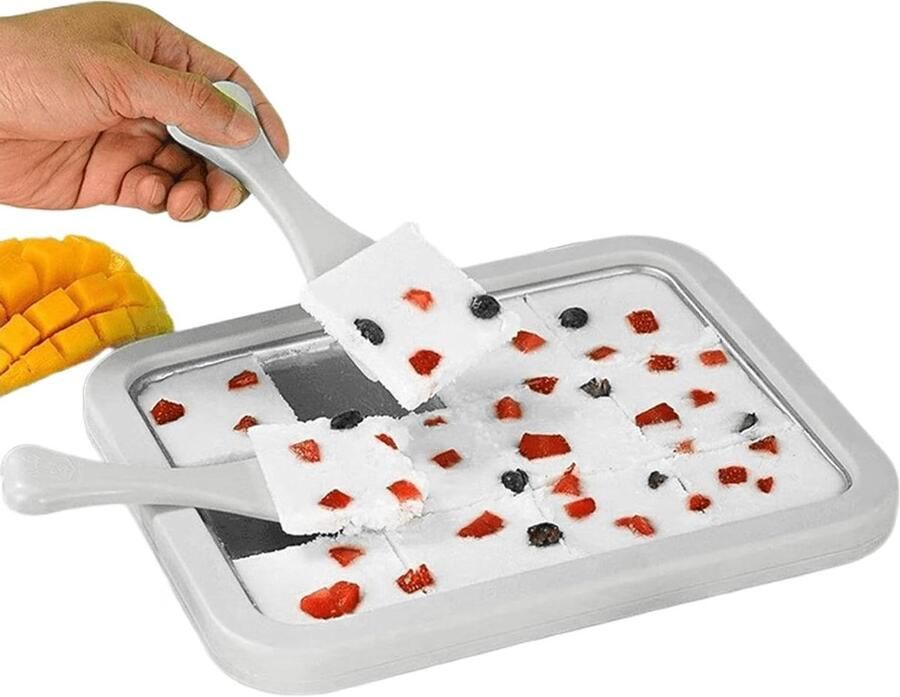 Gerolde ijsmachine IJsmaker Rolletjes Zomerse Snacks Maken Krasvrije Buitenlaag 26x21cm Wit