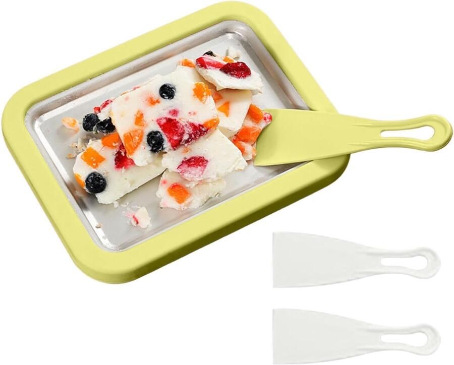 Gerolde Ijsmachine Yoghurt Maker Snelle Desserts Maken Instant Koude Plaat 26 x 21 cm Groen
