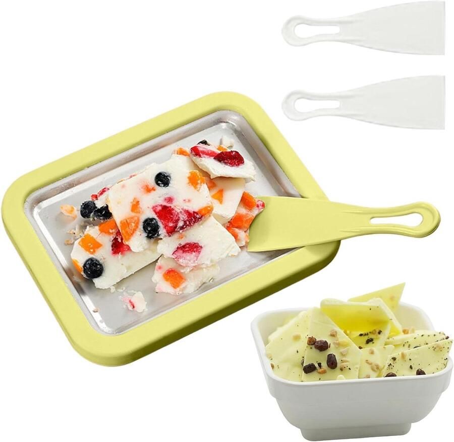 Gerolde IJsplaat IJsmachine Yoghurtdessert Desserts Maken Dubbele Schraper 26 cm Groen