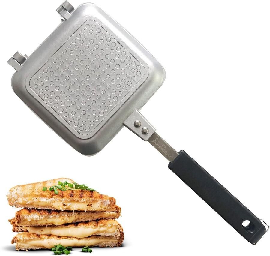 Geroosterde Broodjesmaker Panini Grill Snelle Maaltijden Maken Keramische Anti-aanbaklaag 38 cm Zilver