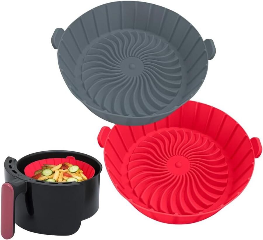 Geschikt voor COSORI Instant Pot Chefman Ninja Dash Bella GoWise COSMO airfryers 2QT 2.1QT 2.3QT 2.5QT kleine airfryer siliconen voering 2-pack herbruikbare siliconen mand pot bakplaat