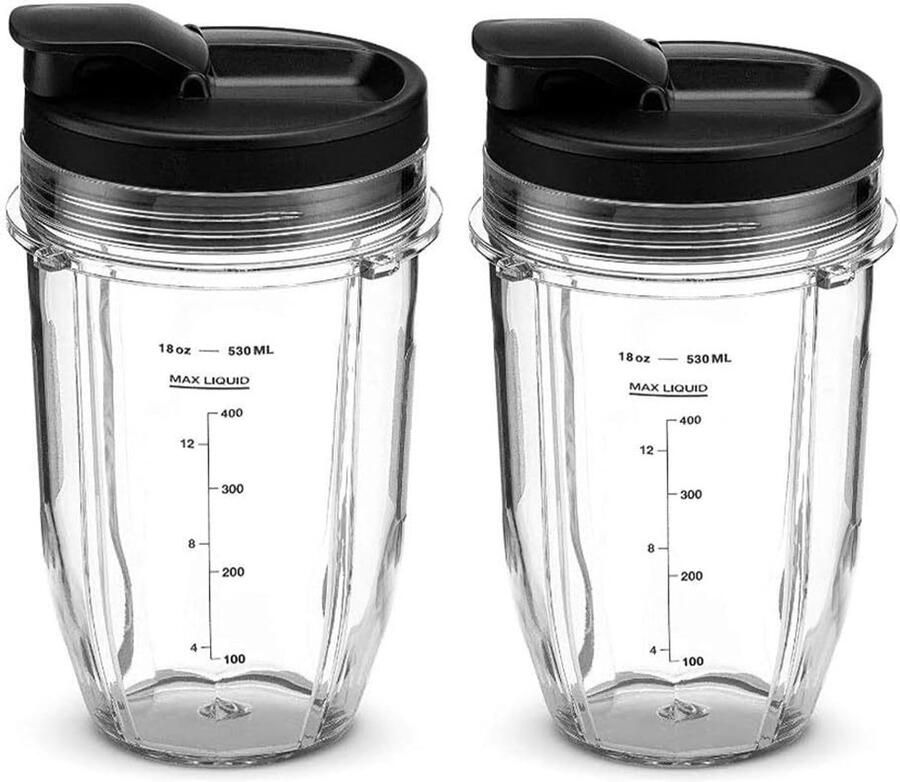 Geschikt voor Ninja sapcentrifuge blender accessoires 18oz BL480 BL490 BL640 BL680 2 x 18oz + 2 x deksels