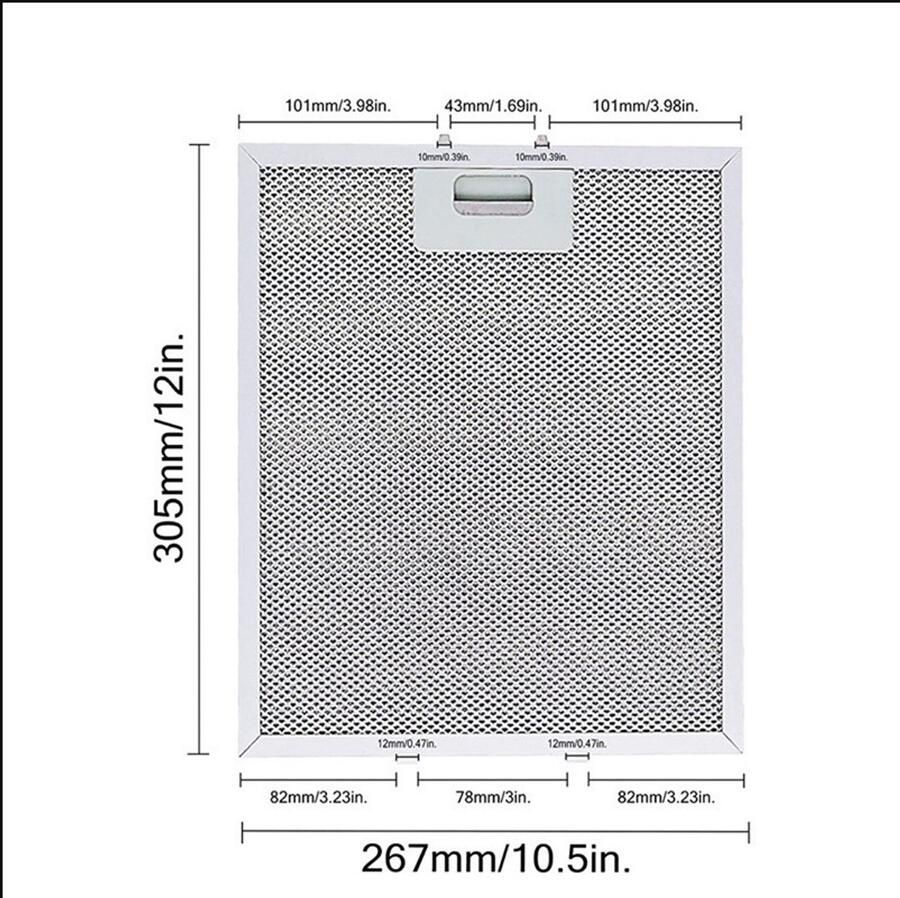 Geschikt voor Whirlpool Ikea Jenn Air W10169961A afzuigkap filter afzuigkapfilter ventilatiefilter vervangingsset van 2 stuks afzuigkapfilter 305X267