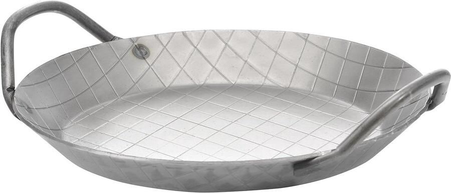 Gesmede Pan Koekenpan Braadpan Roosteren Serveren Twee Gelaste Handvatten 28 cm Zwart
