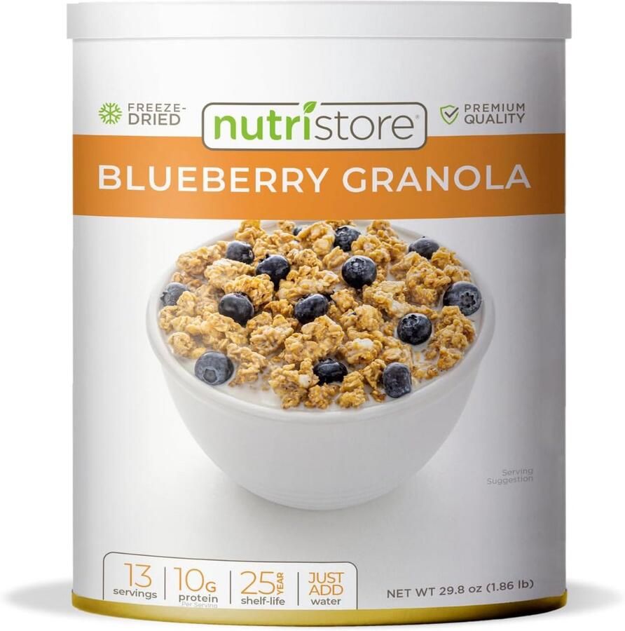 Gevriesdroogde Bosbessen Granola Noodrantsoen Bulk Voedselopslag Lange Houdbaarheid