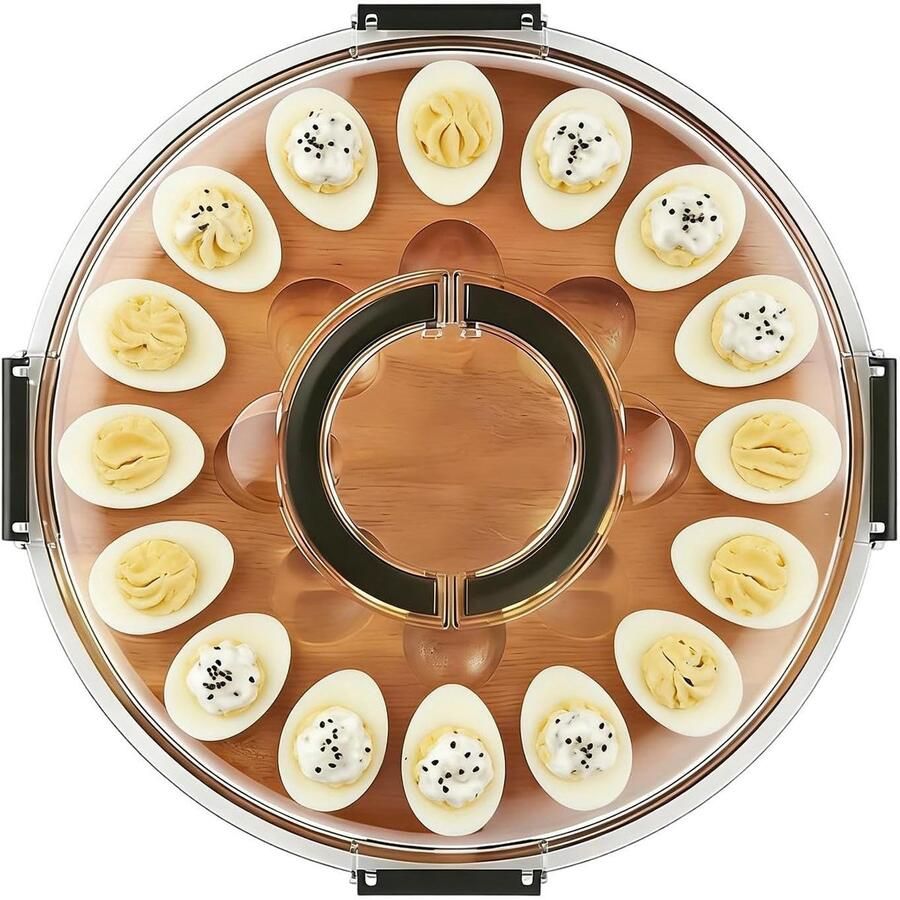 Gevulde eierplaat Opbergdoos organizer Feestelijke diners Deksel en handgreep 24 vakken Houtkleur