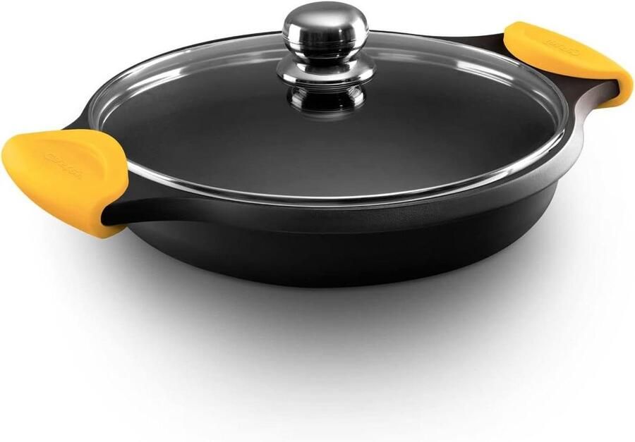 Gevulde Koekenpan met deksel Gezond Koken PFOA-vrije antiaanbaklaag 24 cm Zwart