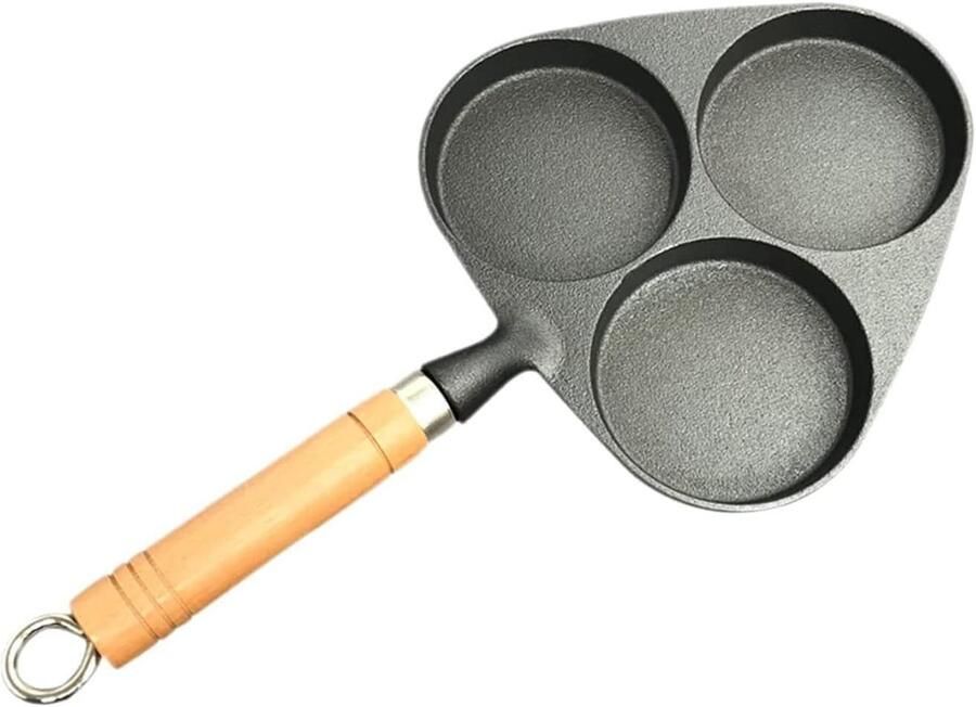 Gevulde Pannenkoekenpan Ontbijtkoekenpan Omeletpot Ontbijt Maken Antiaanbak Gietijzer 37.5x20 cm Zwart