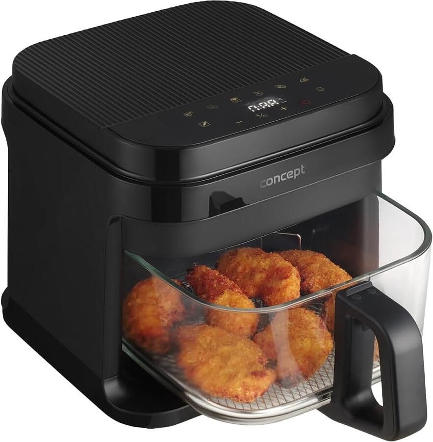 Heteluchtfriteuse Airfryer Gezond Koken Glazen Mand 55 Liter Zwart