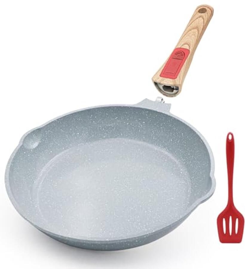 Gezonde keramische koekenpan met antiaanbaklaag 25 5 cm afneembaar handvat en ovenbestendig