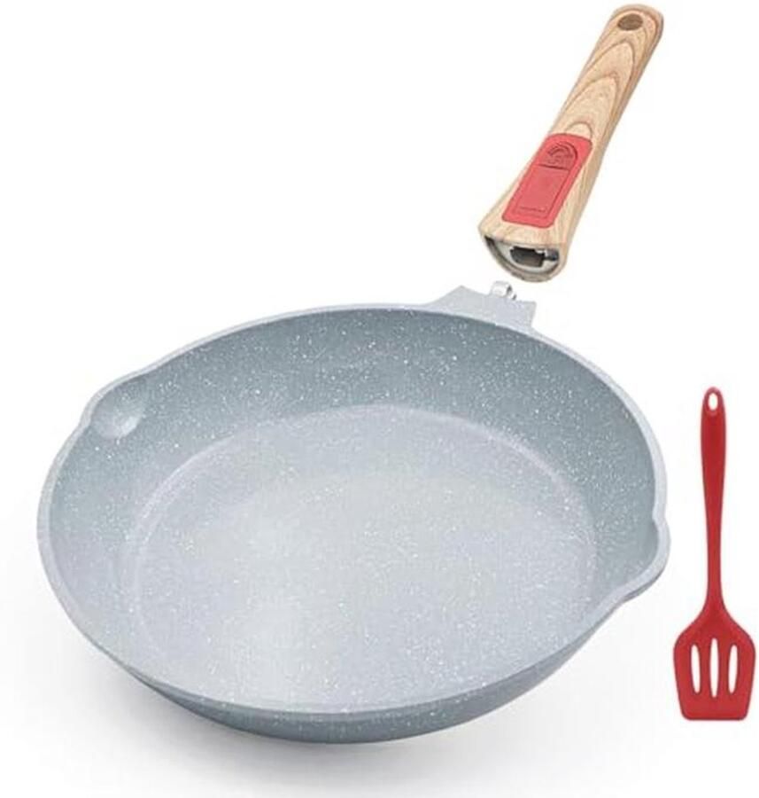 Gezonde keramische koekenpan met antiaanbaklaag 25 5 cm afneembaar handvat en ovenbestendig