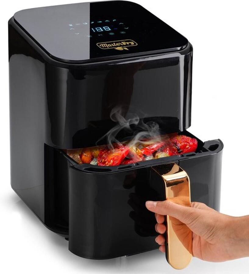 Gezonde luchtfriteuse olievrij supercompact grote capaciteit 7 menu's functie oven: braden en gebak energiebesparing airfrying in elegant design eenvoudige reiniging 99 € 013900141