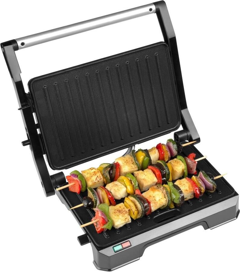 Elektrische Grill Contactgrill Panini Gezond Koken Open 180 Graden 850 Watt Zwart