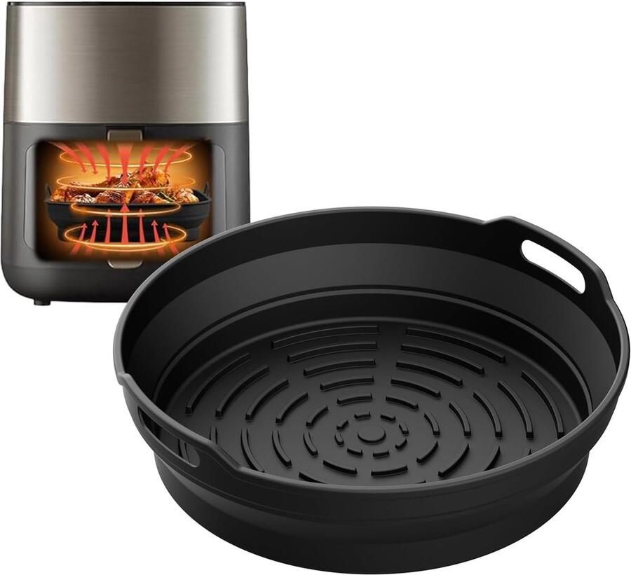 GH90B Siliconen vormen voor luchtfriteuse ronde herbruikbare accessoires voor friteuses zwart
