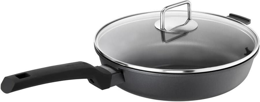 Giet Aluminium Pan Kookpan met deksel Optimaal Braden Optische temperatuurindicator 28 cm Zwart