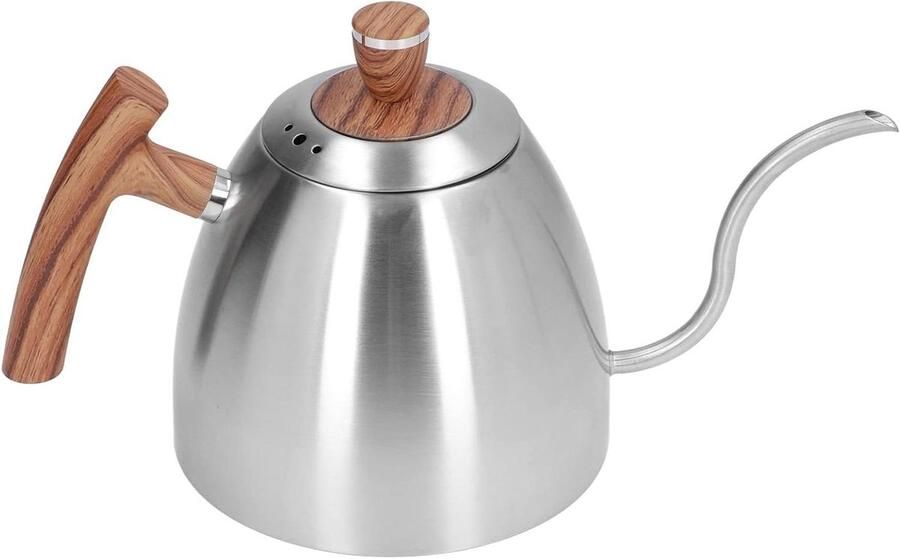 Giet over waterkoker Koffieketel Zwanenhals Koffie Zetten Nauwkeurige Waterstroom 800 ml Zilver