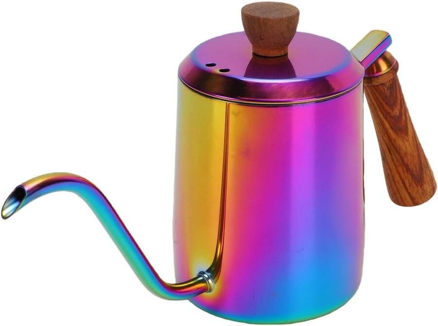 Giet over Ketel Theepot Koffiepot Warme Dranken Zetten Zwanenhals Uitloop 600 ml Zilver