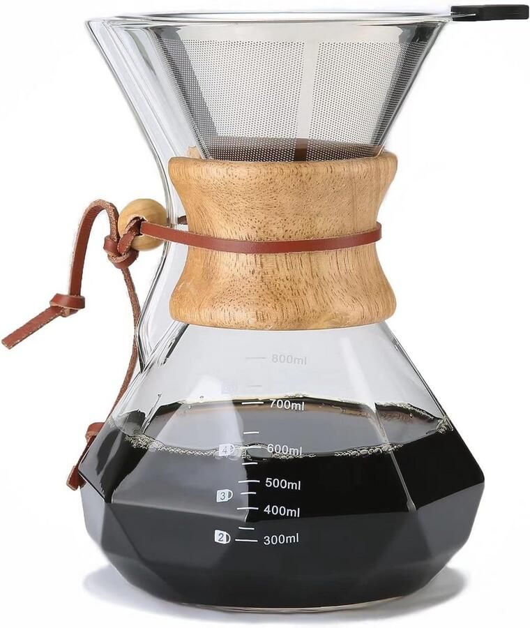 Giet Over Koffiezetapparaat met Roestvrijstalen Filter en Borosilicaatglas Karaf 800 ml