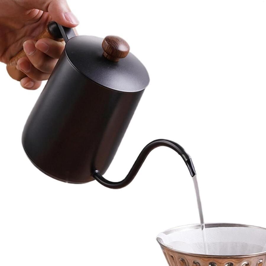 Giet over waterkoker Koffieketel Koffie zetten Lange smalle tuit 600 ml Zilverkleurig