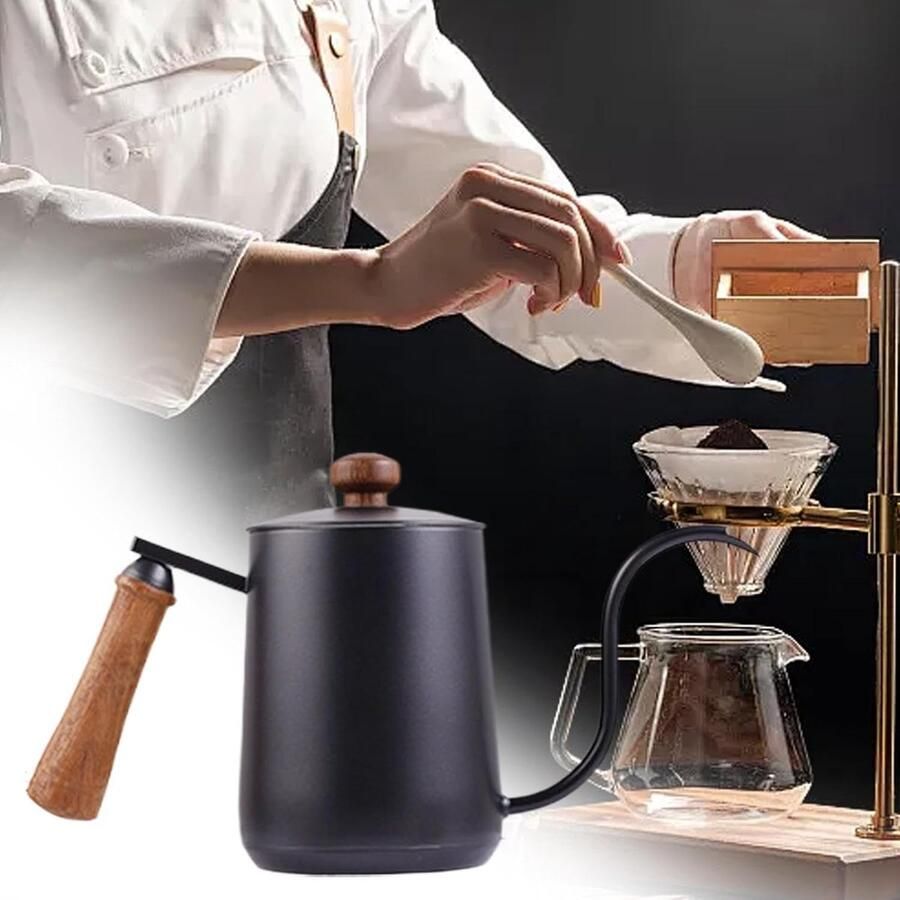Giet waterkoker Koffiezetkan handmatig Precisie koffie zetten Ergonomische controle 600 ml inhoud Zilverkleurig - Foto 2