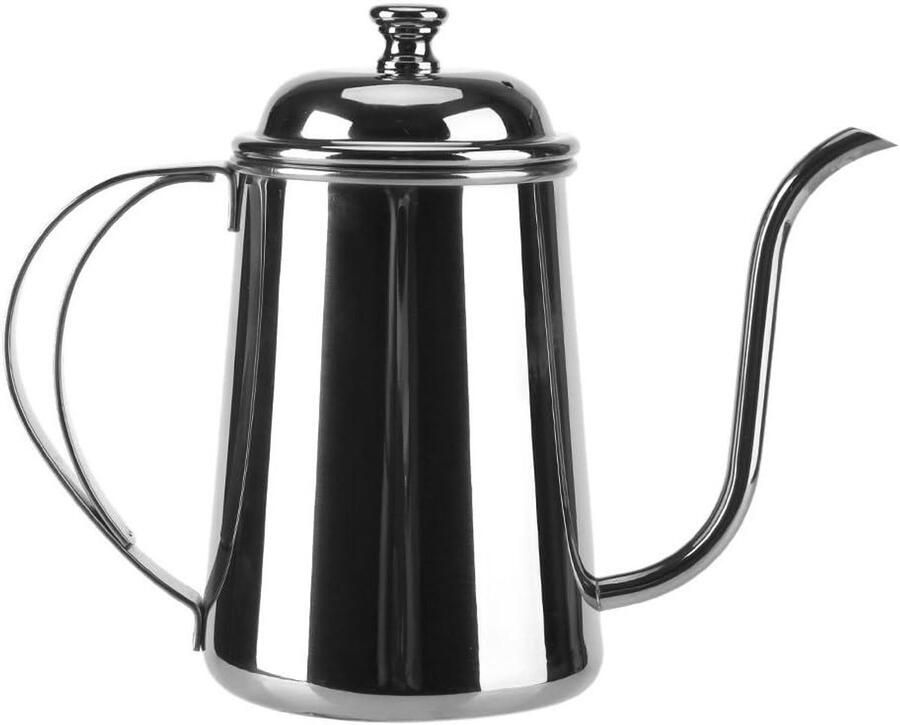 Giet waterkoker Theeketel zwanenhals Koffie en thee zetten Precise waterstroom 650 ml Zilver