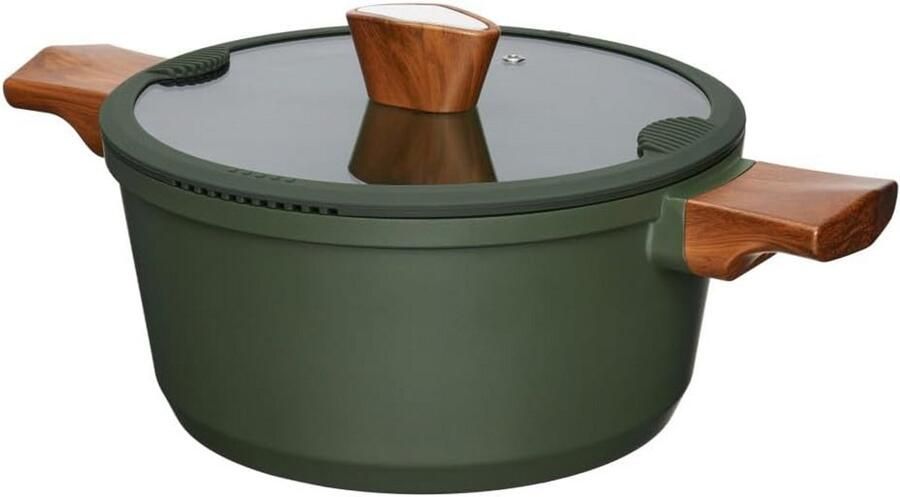 Gietaluminium Braadpan met Glazen Deksel 4.6L Inclusief Antiaanbaklaag en Inductie Geschikt