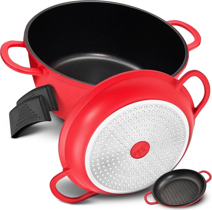 Gietaluminium Casserolepan met Deksel 24 cm 4L Geschikt voor Alle Warmtebronnen