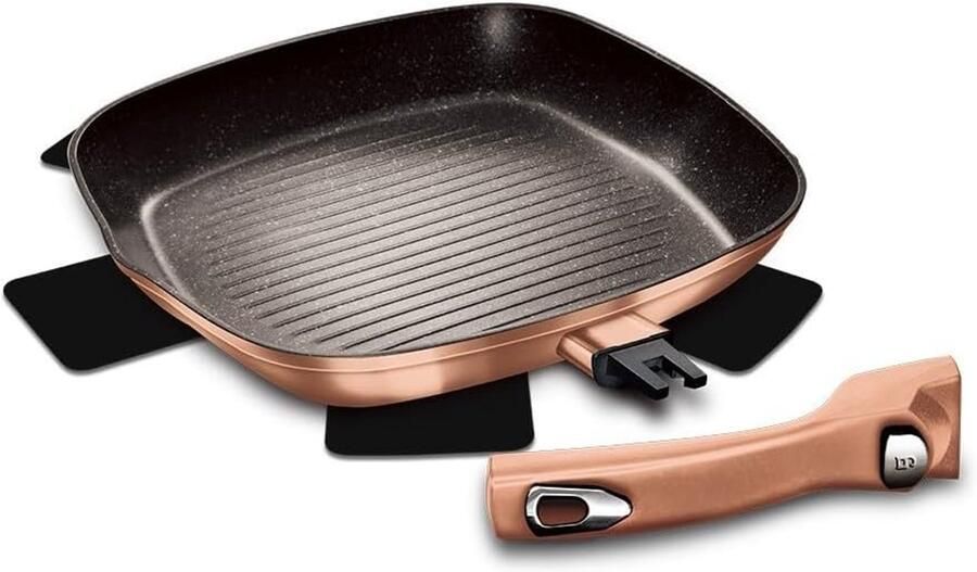 Gietaluminium Grillpan met Afneembare Handgreep 28 cm Koekenpan