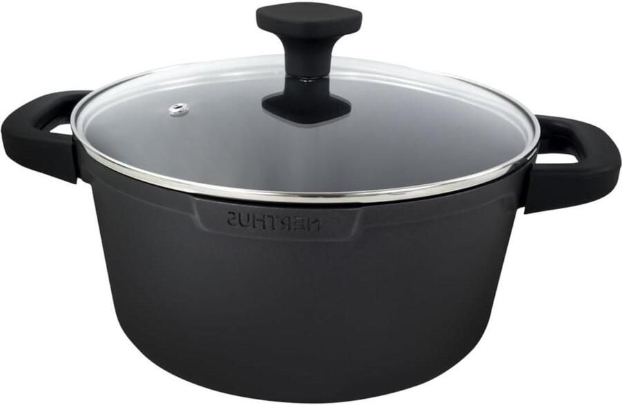 Gietaluminium Kookpan Soeppan Hoge Pan Gelijkmatig Koken Quantanium Antiaanbaklaag 45 Liter Zwart