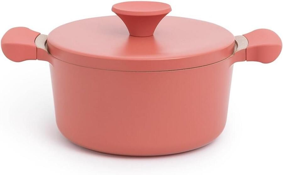 Gietaluminium Pan 24 cm Anti-aanbaklaag Terracotta Grijpen Geschikt voor Inductie Gas Keramisch Elektrisch