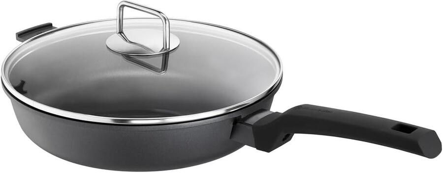 Gietaluminium Pan Met Deksel Optimaal Bakken Optische Temperatuurindicator 28 cm Diameter Zwart