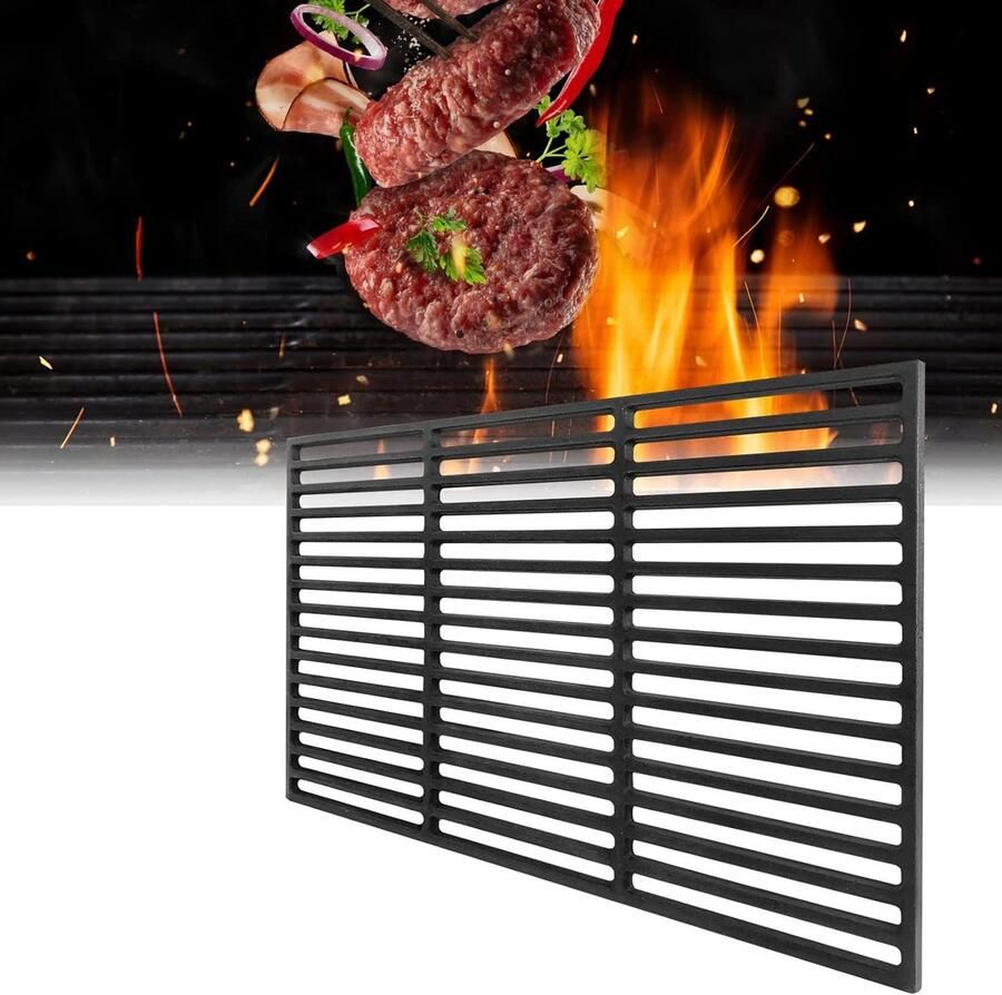 Gietijzer Grillrooster Geëmailleerd Rooster BBQ Accessoire Goede Warmtegeleiding 54 x 34 cm Zwart