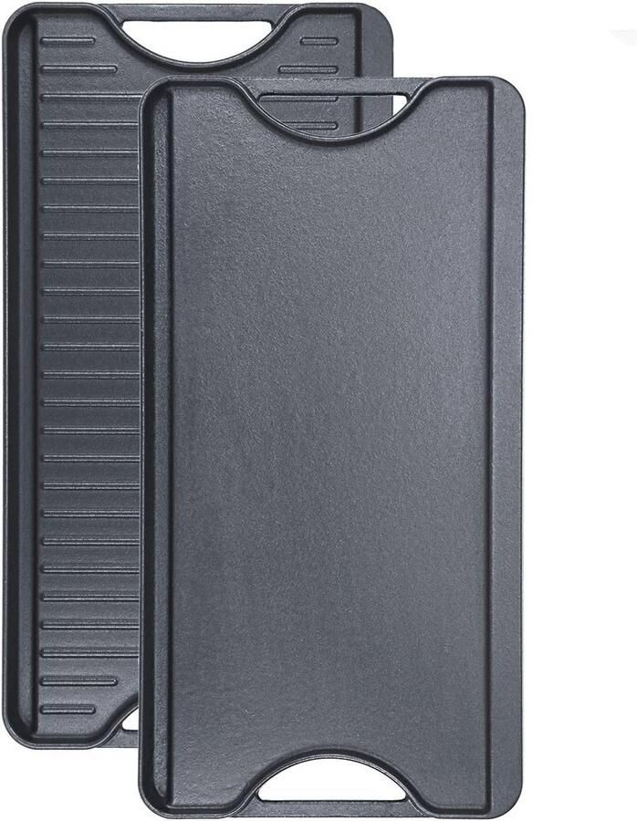 Gietijzeren 2-in-1 Grillplaat voor Gasfornuis Omkeerbare Grill & Grillpan 50 8 cm x 26 5 cm