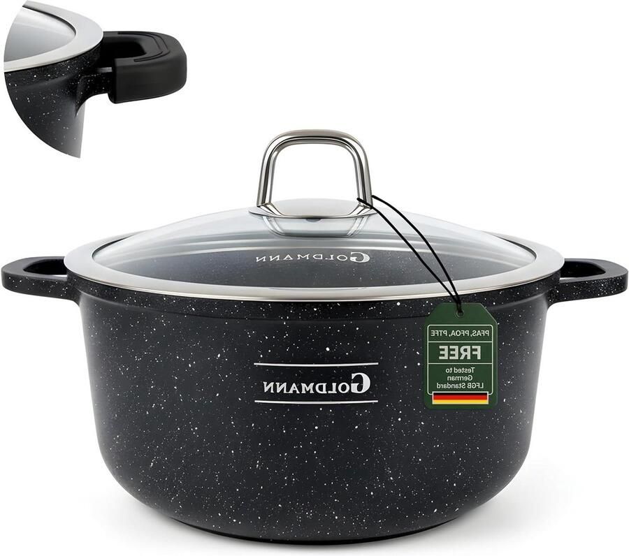 Gietijzeren Aluminium Kookpan Sauspan Braadpan Gezond Koken Gemarmerde Keramische Antiaanbaklaag 28 x 125 cm Zwart