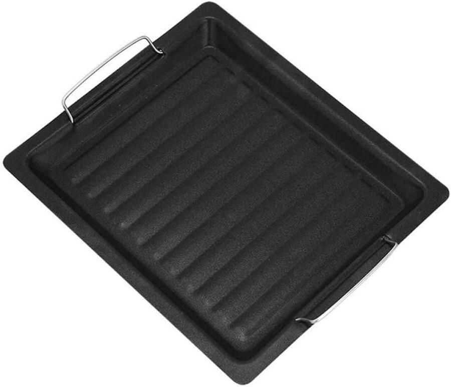 Gietijzeren Bakplaat BBQ Pan Buiten Koken Antiaanbaklaag 25x30 cm Zwart