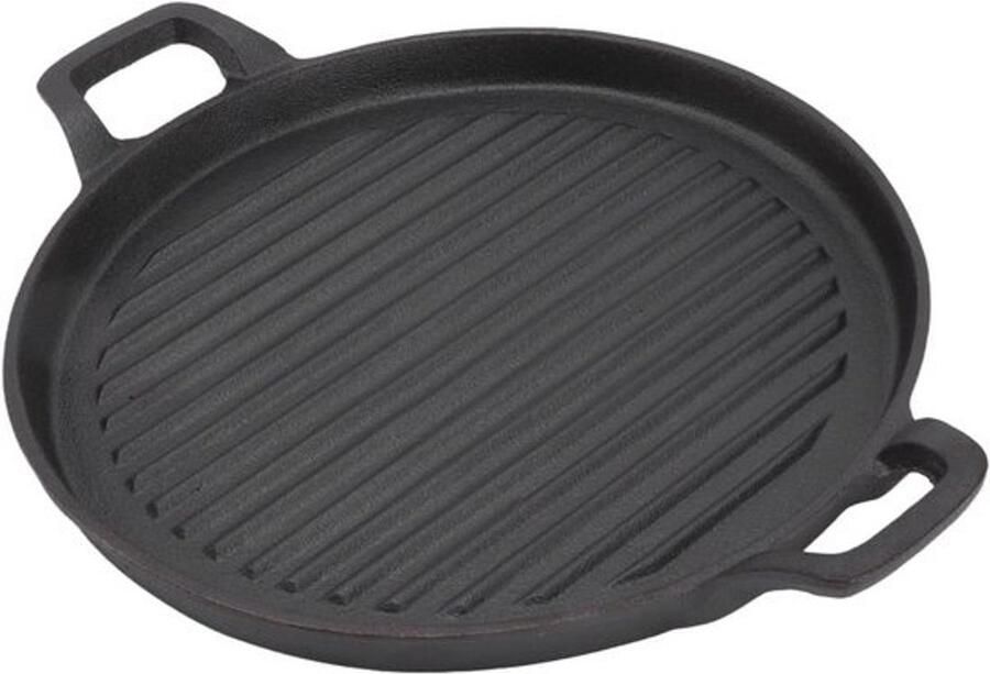 Gietijzeren Bakplaat Dubbele Grill Buiten Koken Omkeerbaar Ontwerp 31cm Zwart
