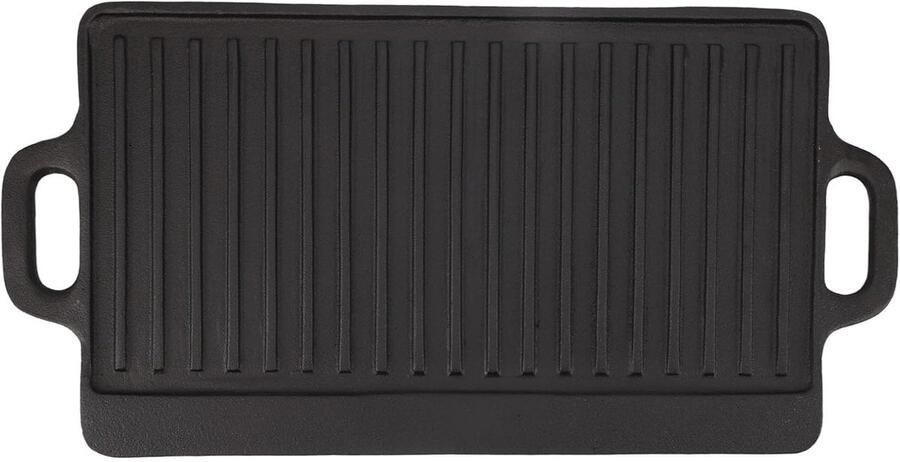 Gietijzeren Bakplaat Dubbelzijdige Grill Buiten Koken Omkeerbaar Ontwerp 60x80cm Zwart