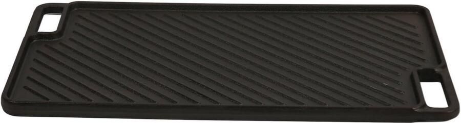 Gietijzeren Bakplaat Dubbelzijdige Pan Buiten Koken Gelijkmatige Warmte 30 x 53 cm Zwart