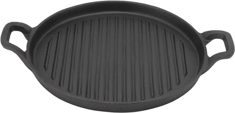 Gietijzeren Bakplaat Geribbelde Koekenpan Veelzijdig Koken Omkeerbaar Dubbelzijdig 24 cm Diameter