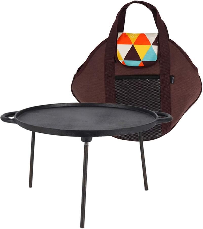 Gietijzeren Bakplaat Grill Pan Buiten Koken Antiaanbaklaag 34 cm Zwart