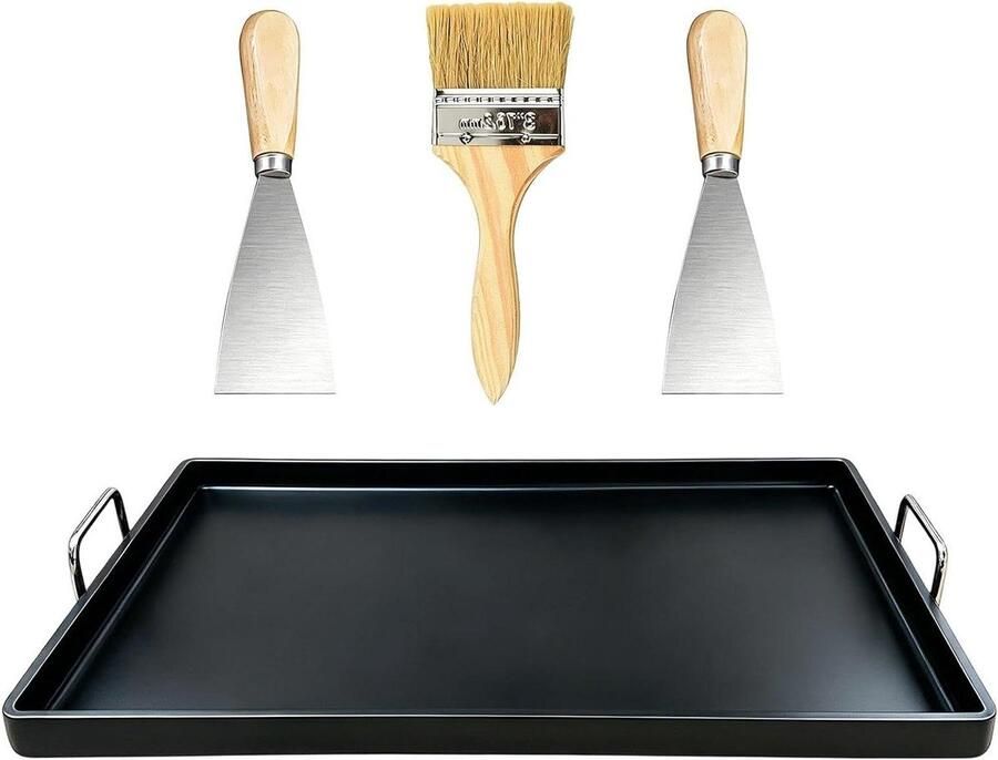 Gietijzeren Bakplaat Grillpan Plaat Buiten Koken Gelijkmatige Warmte 30x20 cm Zwart